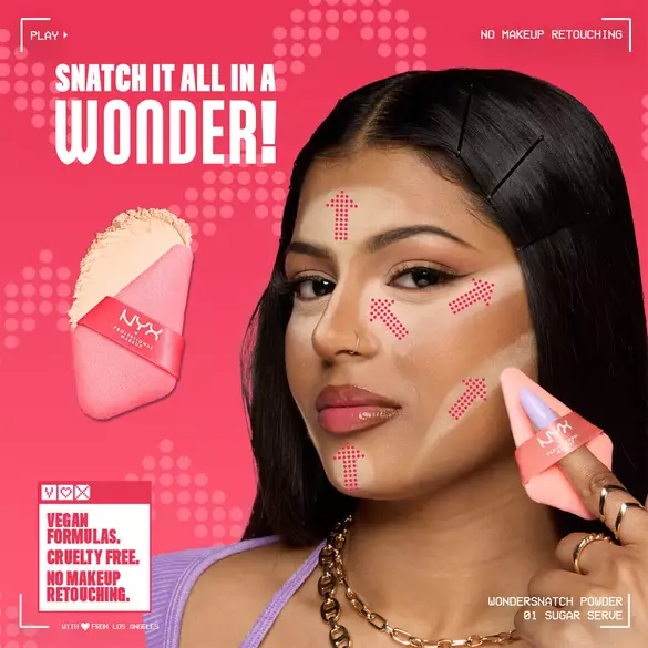 Snatch it all in a puff! Dual side pro setting puff for a full-face snatch.