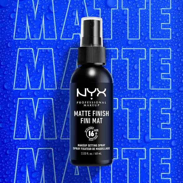 Matte setting spray locks makeup up to 16 hours