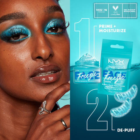 2 Steps to Freezie. Step one Prime and Moisturize. Step two De-puff.