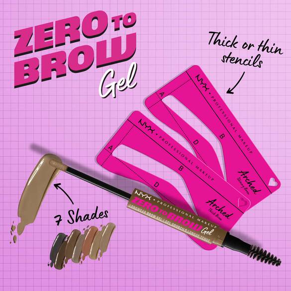 Create or perfect your brow shape with our zero to brow stencils and gel