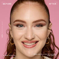 Beauty visual featuring model with before and after using Wonder Snatch Setting Powder in shade  01 Sugar Serve