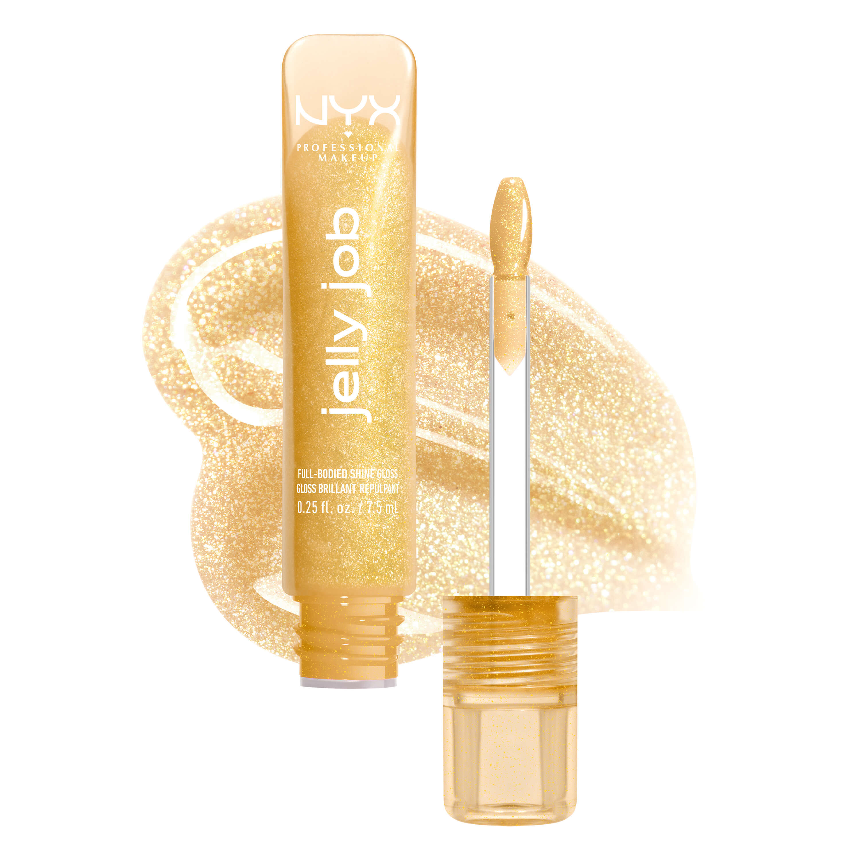 Jelly Job packshot solider show on top of product swatch in shade 03 Glow Job
