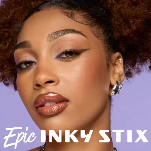 Epic Inky color in a stick - just click! NEW Epic Inky Stix, waterproof cream gel eyeliner that delivers 1-swipe fluid color that lasts up to 24hr. In 16 INKY shades!