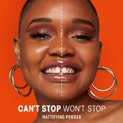 Nyx Professional Makeup-This Can't Stop Won't Stop mattifying powder instantly leaves skin looking ultra matte and minimizes appearance of oil and shine.